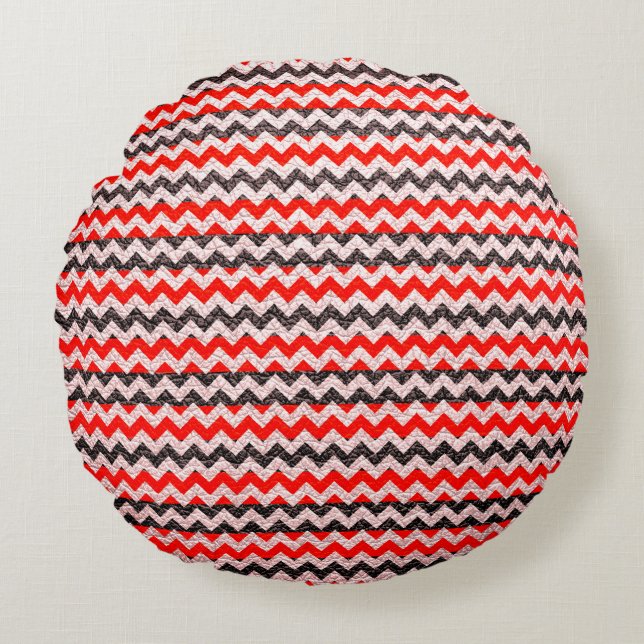Colorful Chevron Stripes Rond Kussen (Voorkant)