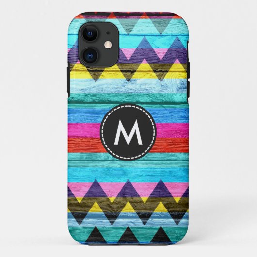 Colorful Chevron Stripes Wood Case-Mate iPhone Case (Achterkant)