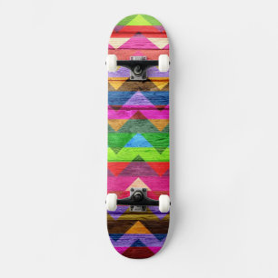 Colorful Chevron Wood Abstract #2 Persoonlijk Skateboard