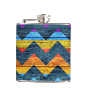 Colorful Chevron Wood Abstract #3 Heupfles