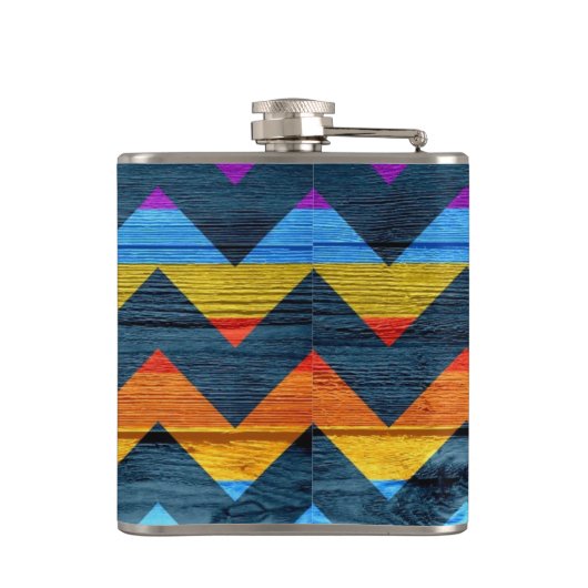 Colorful Chevron Wood Abstract #3 Heupfles (Achterkant)