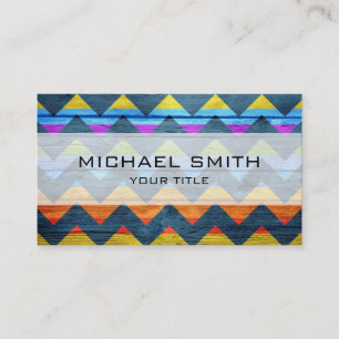 Colorful Chevron Wood Abstract #3 Visitekaartje