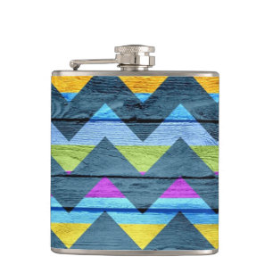 Colorful Chevron Wood Abstract #4 Heupfles