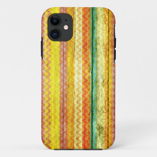 Colorful Chevron Wooden Case-Mate iPhone Case (Achterkant)