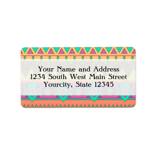 Colorful Chevron Zig Zag Tribal Aztec Ikat Pattern Etiket (Voorkant)