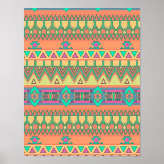 Colorful Chevron Zig Zag Tribal Aztec Ikat Pattern Poster (Voorkant)