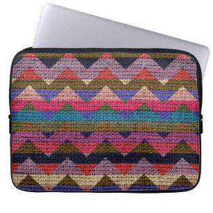 Colorful Chevron Zigzag Burlap Jute #2 Laptop Sleeve