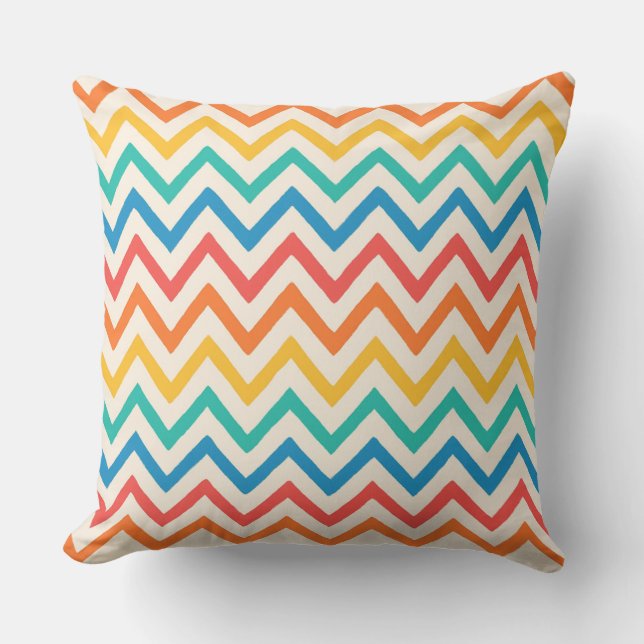 Colorful Chevron Zigzag Pattern Kussen (Voorkant)