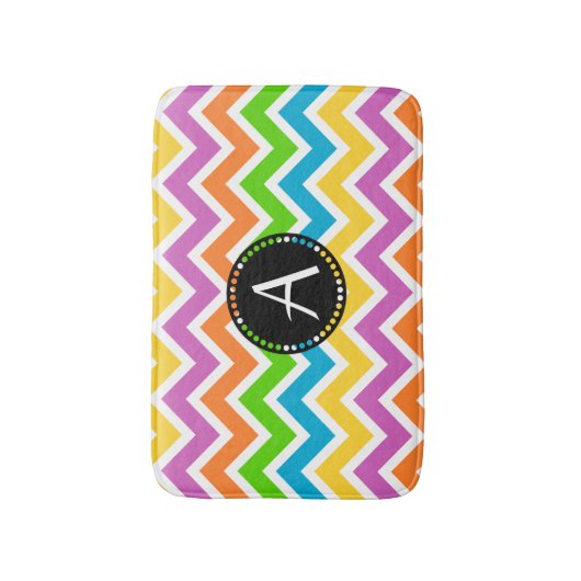Colorful Chevron zigzag Pattern Monogram Badmat (Voorkant Verticaal)