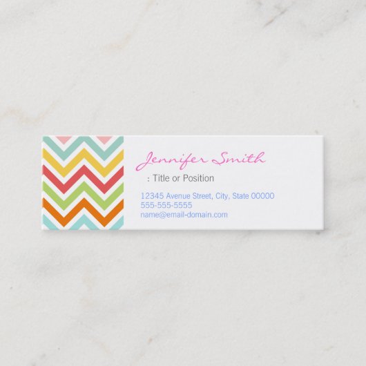 Colorful Chevron Zigzag Stripes Patroon Mini Visitekaartje (Voorkant)