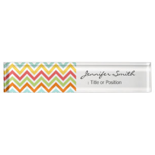 Colorful Chevron Zigzag Stripes Patroon Naambordje