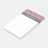 Colorful Chevrons roze koraal grijs Post-it® Notes (Schuin)