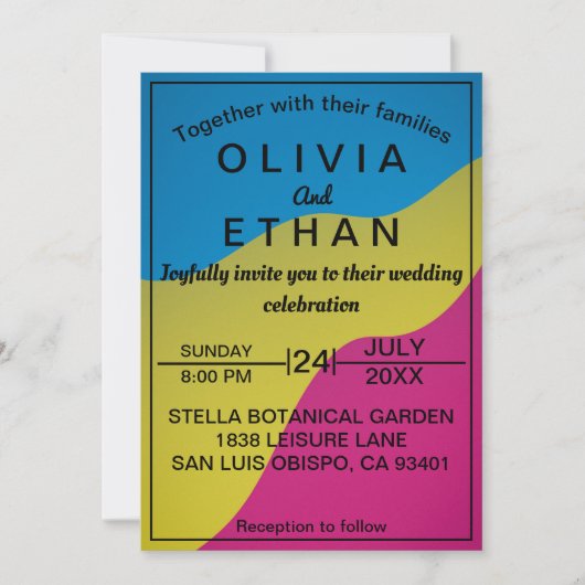 Colorful chic abstract minimum Weddenschap Kaart (Voorkant)