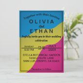 Colorful chic abstract minimum Weddenschap Kaart (Staand voorkant)