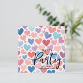 Colorful Chic Charming Scattered Hearts Engagement Kaart (Staand voorkant)