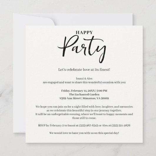 Colorful Chic Charming Scattered Hearts Engagement Kaart (Achterkant)