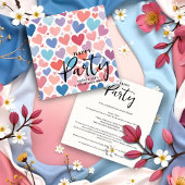 Colorful Chic Charming Scattered Hearts Engagement Kaart