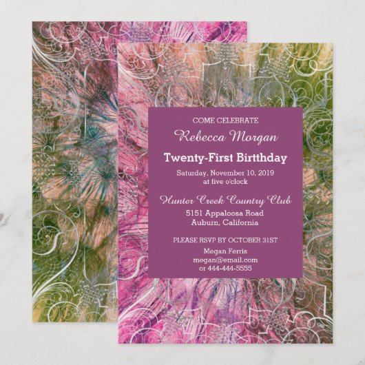 Colorful Chic Glitzy Birthday Uitnodiging (Voorkant / Achterkant)