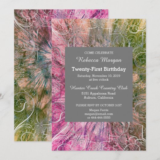 Colorful Chic Glitzy Birthday Uitnodiging (Voorkant / Achterkant)