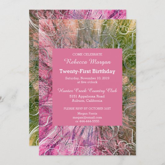 Colorful Chic Glitzy Birthday Uitnodiging (Voorkant / Achterkant)