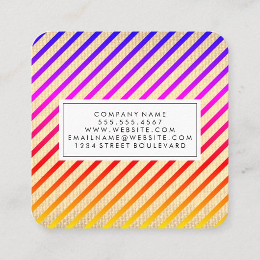 Colorful Chic Stripes Texture Vierkante Visitekaartje (Achterkant)