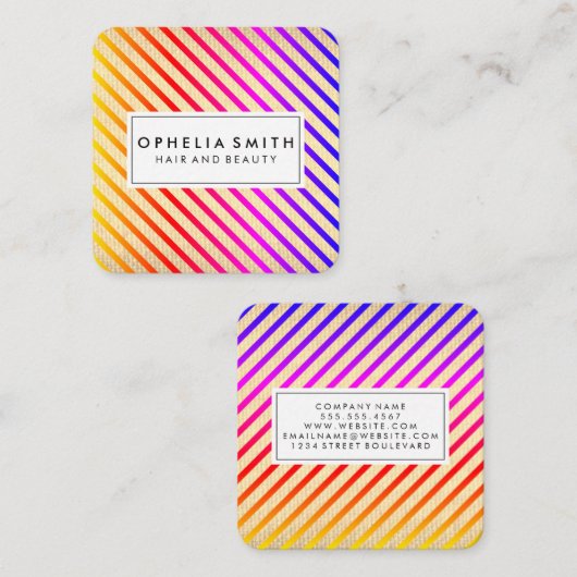 Colorful Chic Stripes Texture Vierkante Visitekaartje (Voorkant / Achterkant)