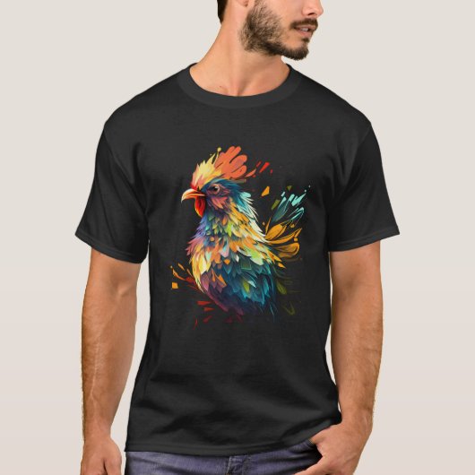 Colorful Chicken  Farm Animals Graphic T-shirt (Voorkant)