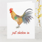 Colorful Chicken Waterverf Funny Kaart (Gele Bloem)