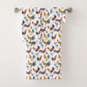 Colorful Chickens & Eggs Waterverf Patroon Bad Handdoek