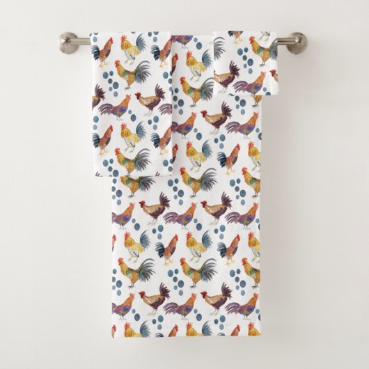 Colorful Chickens & Eggs Waterverf Patroon Bad Handdoek (Insitu)