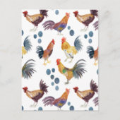 Colorful Chickens & Eggs Waterverf Patroon Briefkaart (Voorkant)