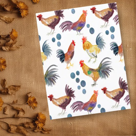 Colorful Chickens & Eggs Waterverf Patroon Briefkaart
