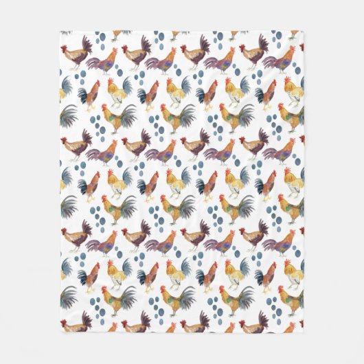 Colorful Chickens & Eggs Waterverf Patroon Fleece Deken (Voorkant)