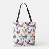Colorful Chickens & Eggs Waterverf Patroon Tote Bag (Achterkant)