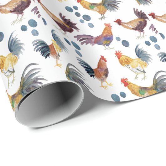 Colorful Chickens & Eggs Waterverf Pattern Gift Cadeaupapier (Rol Hoek)