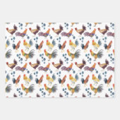 Colorful Chickens & Eggs Waterverf Pattern Set van Inpakpapier Vel (Voorkant)