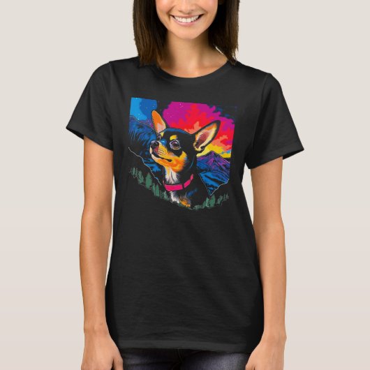 Colorful Chihuahua Dog T-shirt (Voorkant)