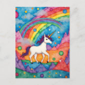 Colorful Childlike Fantasy Unicorn Briefkaart (Voorkant)