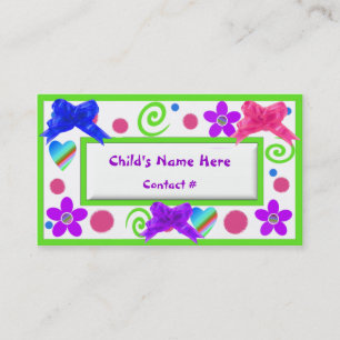 Colorful Childrens Calling Cards Contactkaartje
