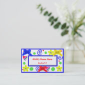 Colorful Childrens Calling Cards Contactkaartje (Staand voorkant)