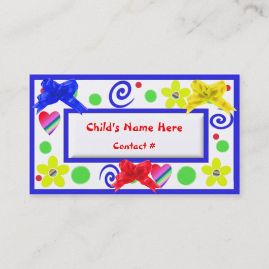 Colorful Childrens Calling Cards Contactkaartje (Voorkant)
