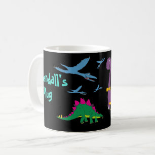Colorful Child's Name Dinosaurs Black Mok