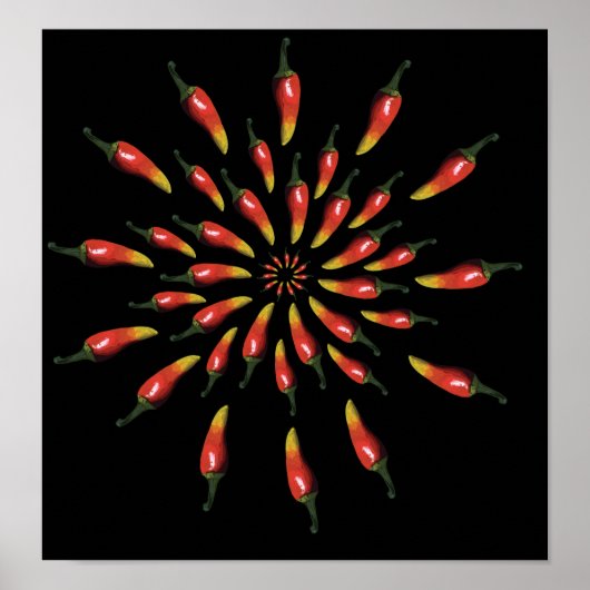 Colorful chili peppers mandala art poster (Voorkant)