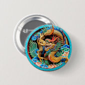 COLORFUL CHINESE DRAGON RONDE BUTTON 5,7 CM (Voorkant /achterkant)
