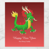 Colorful Chinese New Year Dragon Wijn Etiket (Enkel label)
