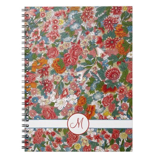 Colorful Chinoiserie Floral Monogram Notitieboek (Voorkant)