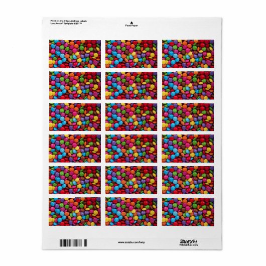 Colorful Chocolate Snoep Etiket (Full Sheet)