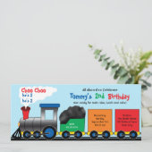Colorful Choo Choo Train Birthday Invitation Kaart (Staand voorkant)
