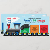 Colorful Choo Choo Train Birthday Invitation Kaart (Voorkant / Achterkant)