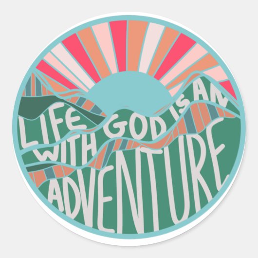 Colorful Christelijk Mountain Adventure Ronde Sticker (Voorkant)